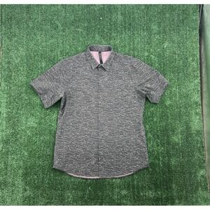 Lululemon Airing Easy Shirt Mens XL Black & Pink Abstract Pattern